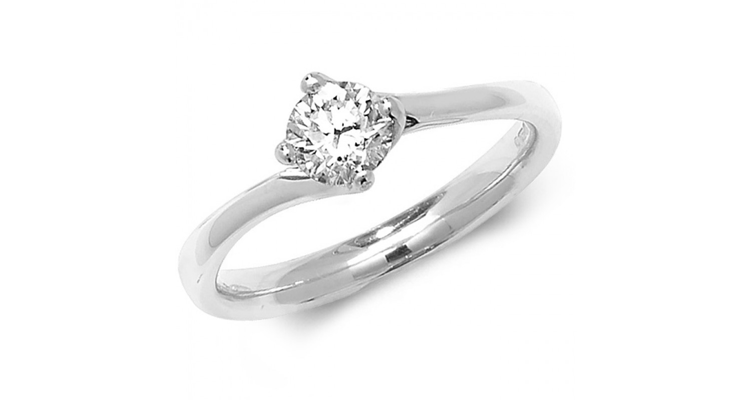 18ct White Gold Diamond 0.50ct Solitaire Twist Ring