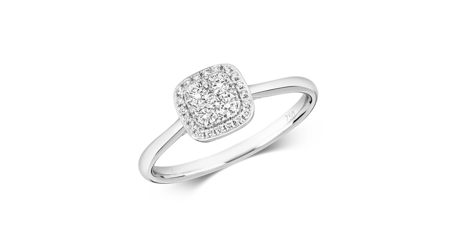 18ct White Gold Diamond Cluster Ring 0.26ct