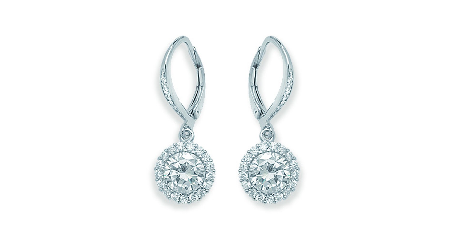 Silver Leverback CZ Earrings