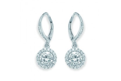 Silver Leverback CZ Earrings