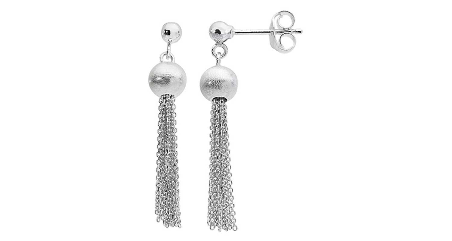 Silver Tassel Dangle Earrings