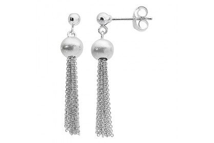 Silver Tassel Dangle Earrings