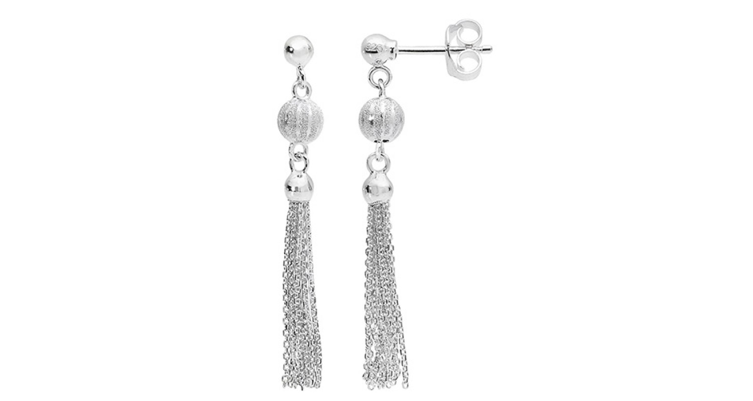 Silver Tassle Dangle Earrings 