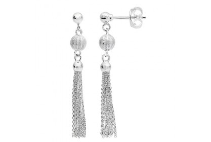 Silver Tassle Dangle Earrings 