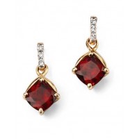 9ct Yellow Gold Garnet & Diamond Earrings