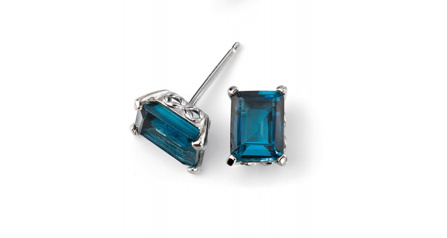 9ct White Gold London Blue Topaz Earrings