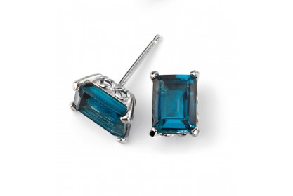 9ct White Gold London Blue Topaz Earrings