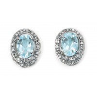 9ct White Gold Aquamarine & Diamond Earrings