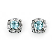 9ct White Gold Aquamarine & Diamond Earrings