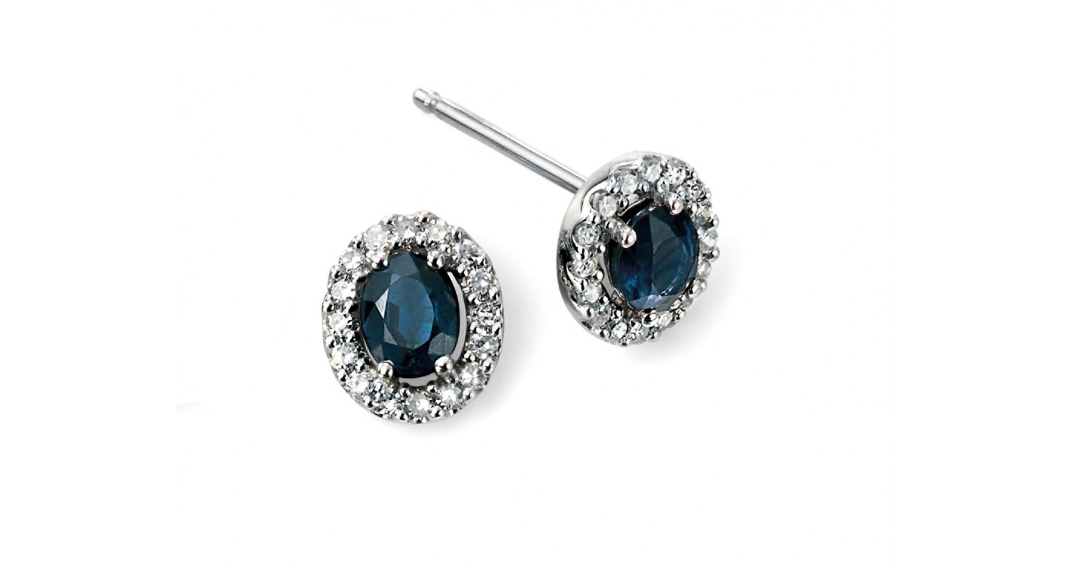 9ct White Gold Sapphire & Diamond Earrings