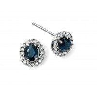 9ct White Gold Sapphire & Diamond Earrings