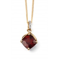 9ct Yellow Gold Garnet & Diamond Necklace