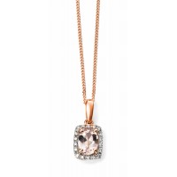 9ct Rose Gold Morganite & Diamond Necklace