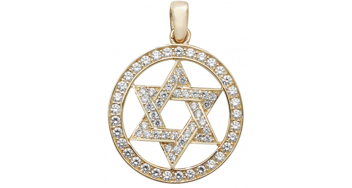 9ct Yellow Gold CZ Star of David Pendant