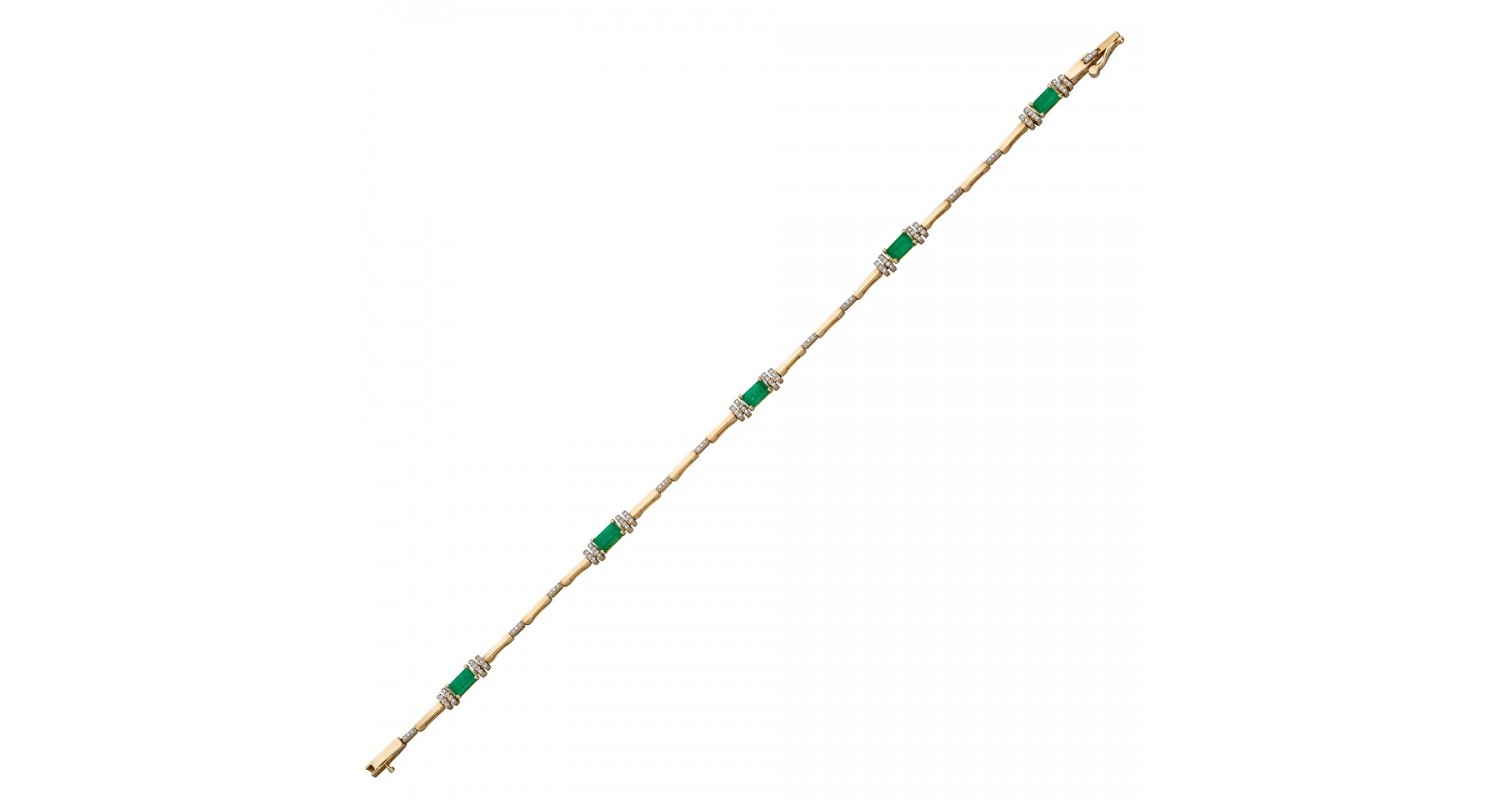 9ct Yellow Gold Emerald & Diamond Bracelet