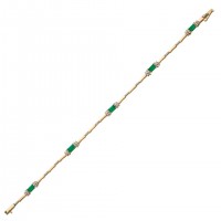 9ct Yellow Gold Emerald & Diamond Bracelet