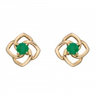 9ct Yellow Gold Emerald Flower Earrings