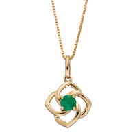 9ct Yellow Gold Emerald Flower Necklace 