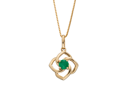 9ct Yellow Gold Emerald Flower Necklace 