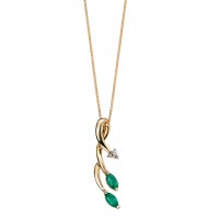 9ct Yellow Gold Emerald & Diamond Vine Necklace