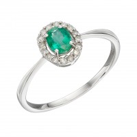 9ct White Gold Emerald & Diamond Cluster Ring