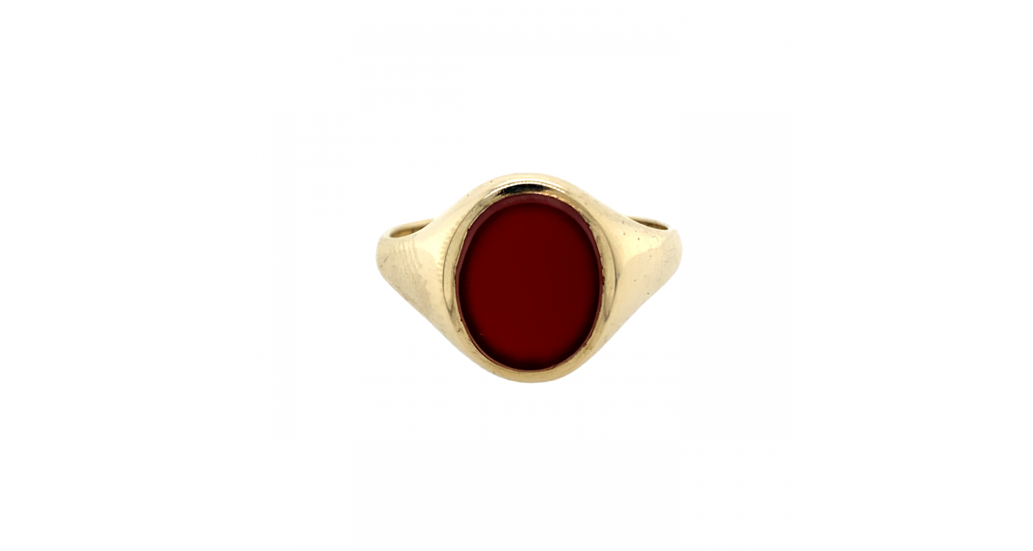 9ct Yellow Gold 1975 Carnelian Signet Ring