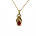 9ct Yellow Gold Garnet & Diamond Necklace