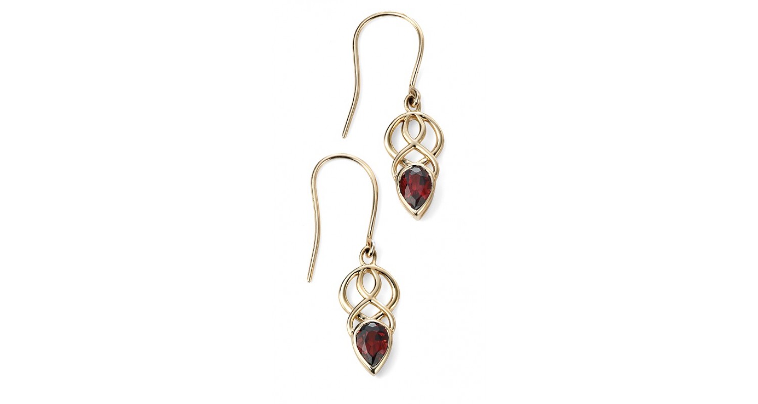 9ct Yellow Gold Garnet Earrings