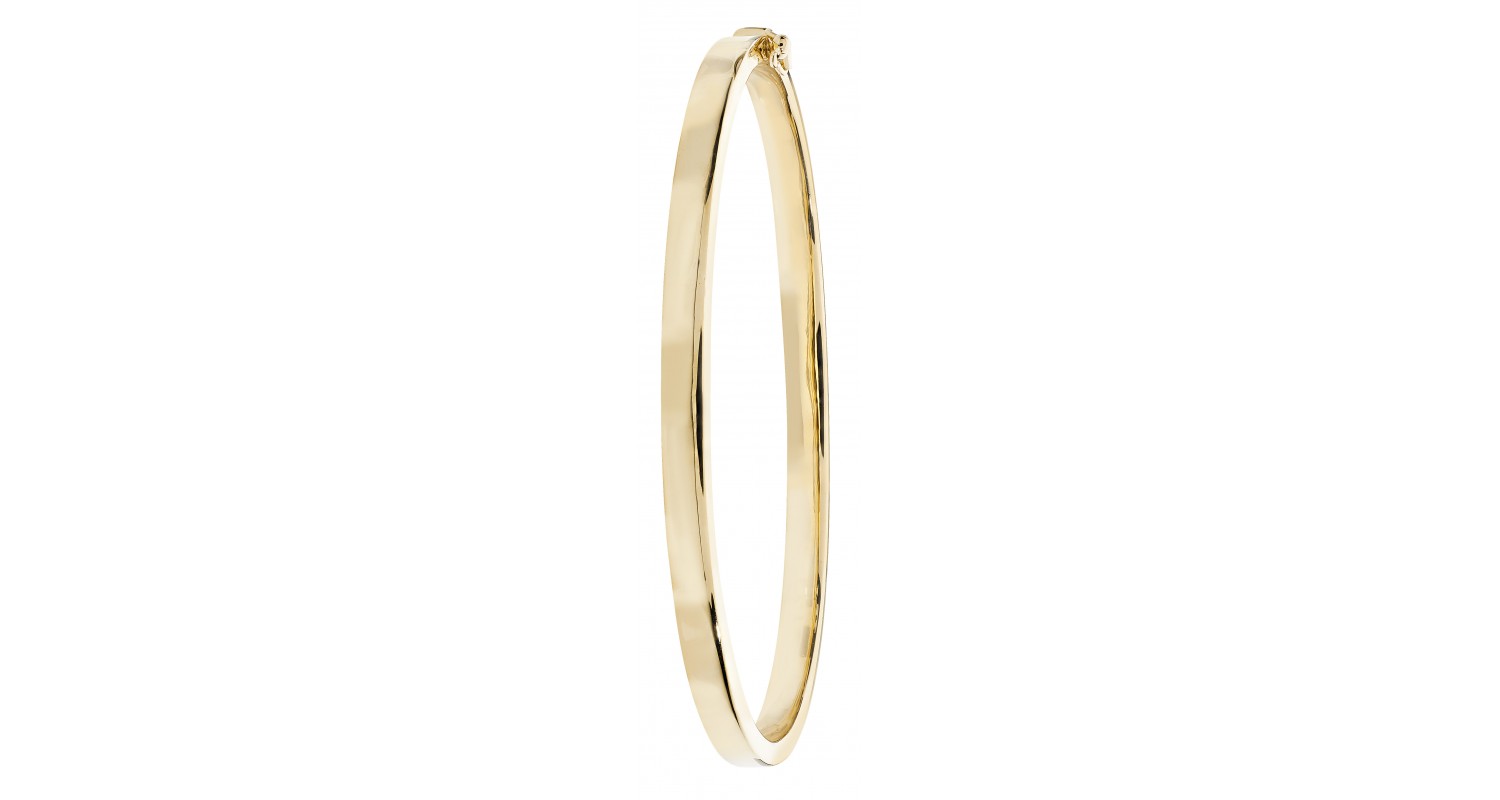 9ct Yellow Gold Plain Hinged Bangle