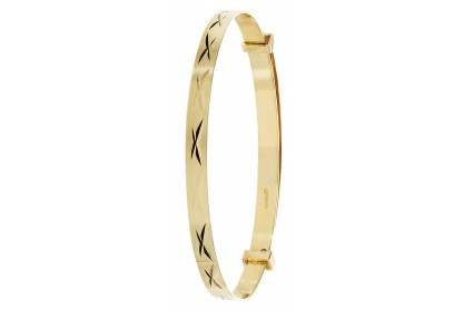 9ct Yellow Gold Babies' 3mm Expandable Diamond Cut Bangle