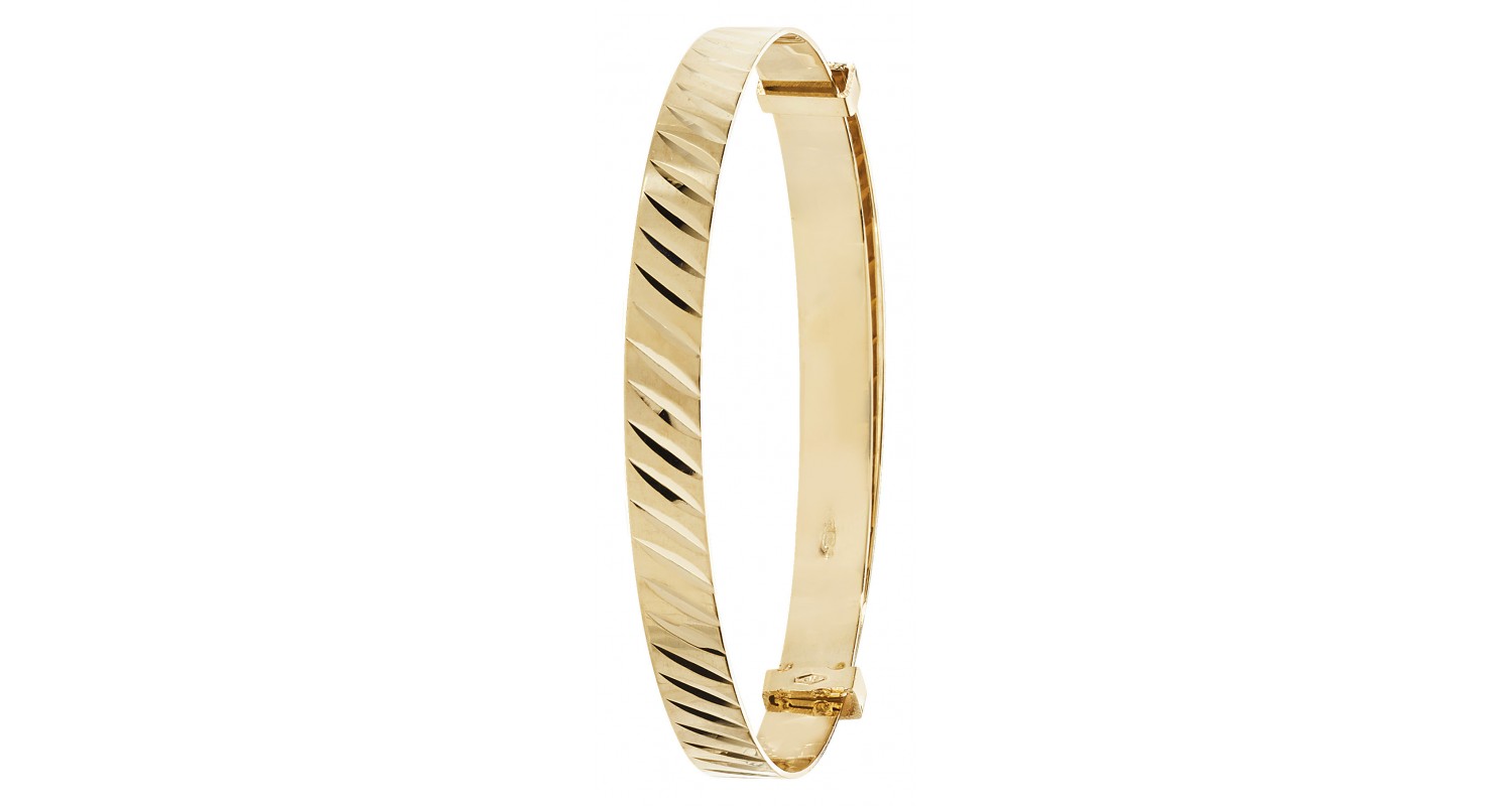 9ct Yellow Gold Babies' 4mm Expandable Diamond Cut Bangle