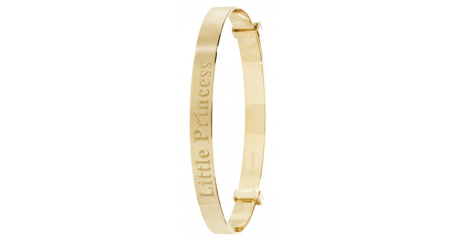 9ct Yellow Gold Babies' 4mm Expandable Little Princess Bangle