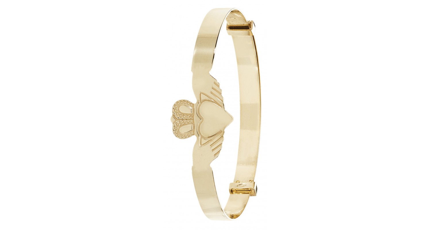 9ct Yellow Gold Babies' 4mm Expandable Claddagh Bangle