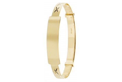 9ct Yellow Gold Babies' 4mm Expandable Diamond Cut ID Bangle