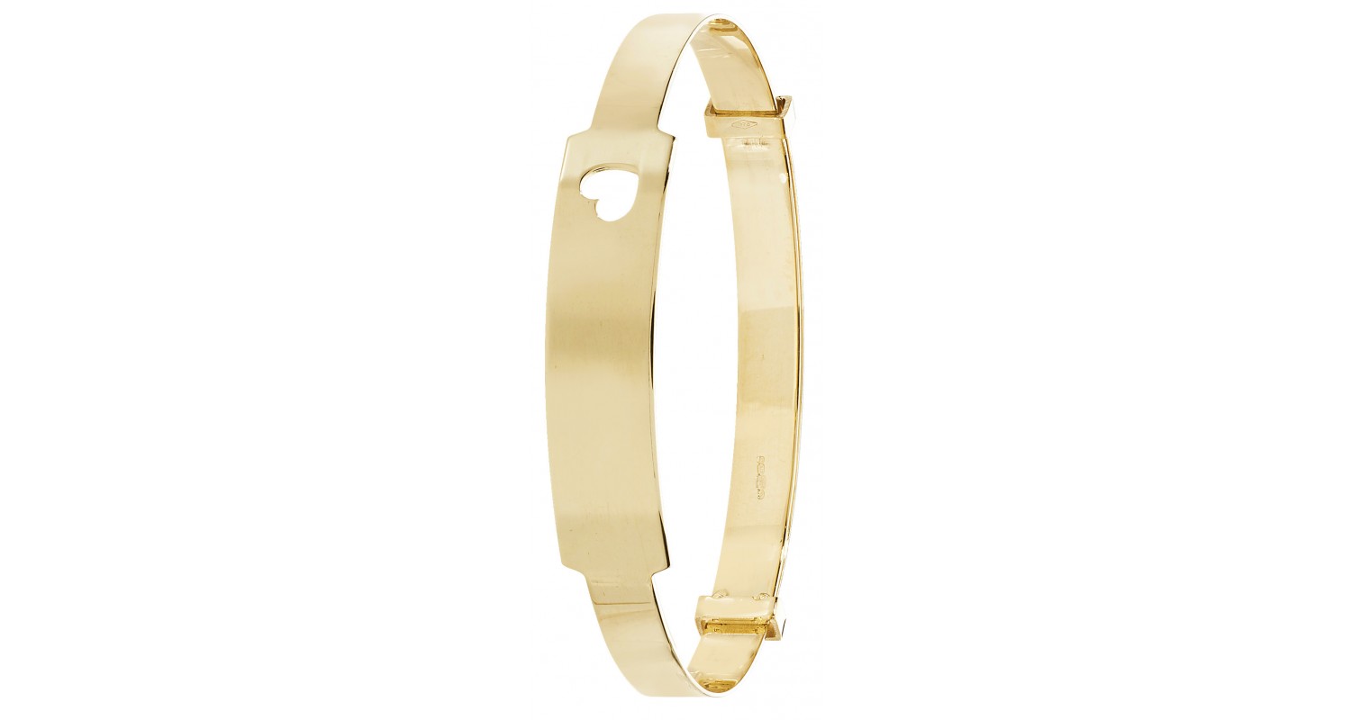 9ct Yellow Gold Babies' 4mm Expandable ID Bangle with Heart