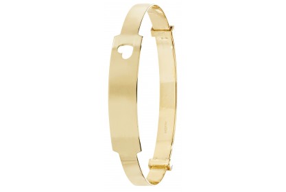 9ct Yellow Gold Babies' 4mm Expandable ID Bangle with Heart