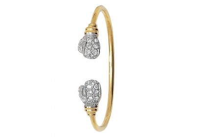 9ct Yellow Gold Babies' CZ Boxing Glove Torque Bangle