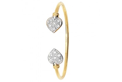 9ct Yellow Gold Babies' CZ Set Heart Bangle