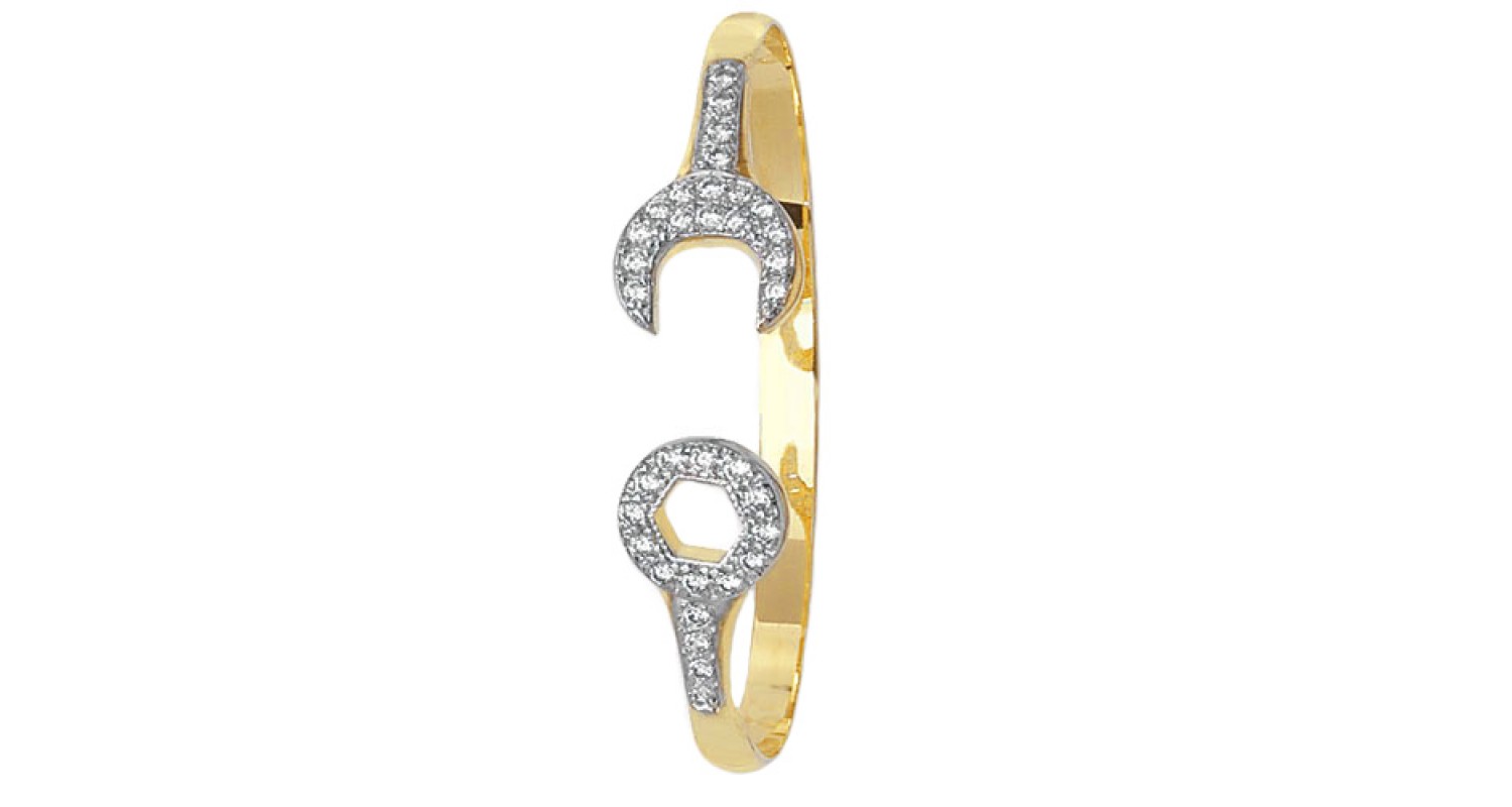 9ct Yellow Gold Babies' CZ Set Spanner Bangle