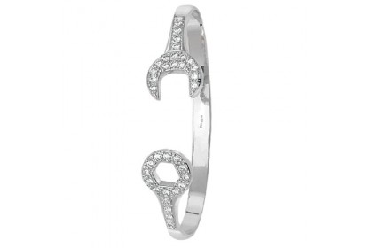 9ct White Gold Babies' CZ Set Spanner Bangle