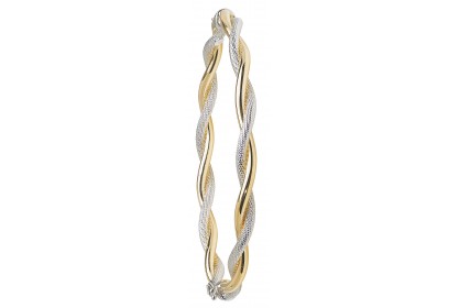 9ct Yellow And White Gold Twist Bangle