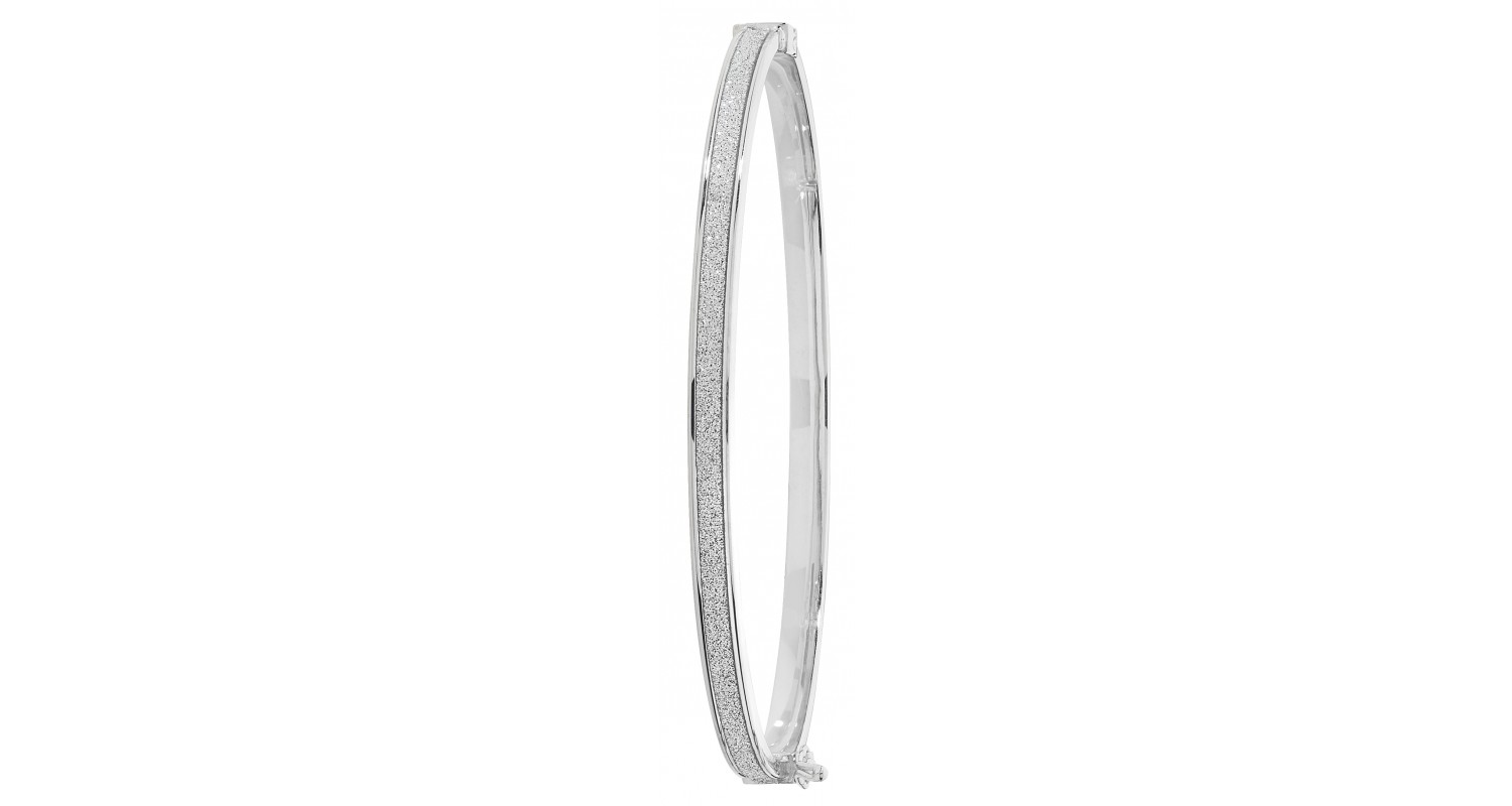 9ct White Gold Stardust Effect Bangle