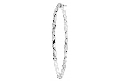 9ct White Gold Stardust Effect Twist Bangle