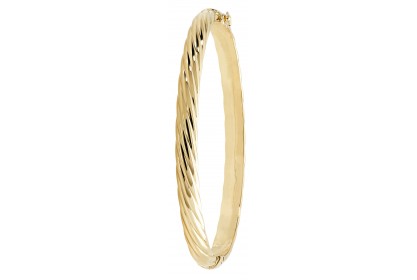 9ct Yellow Gold Ladies Twist Design Hinged Bangle