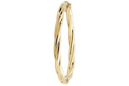 9ct Yellow Gold Ladies Twist Design Hinged Bangle