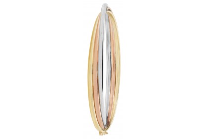 9ct Yellow, Rose And White Gold Russian Style Bangle