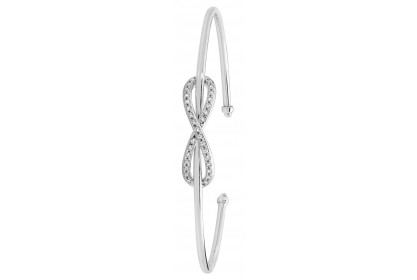 9ct White Gold CZ Set Infinity Bow Torque Bangle