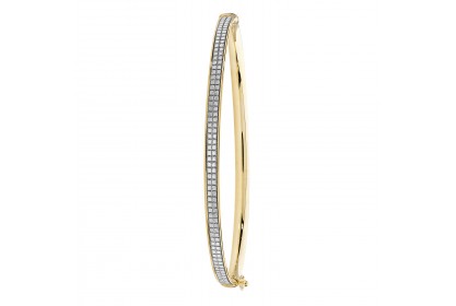 9ct Yellow And White Gold Patterned Hinged Bangle