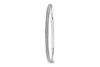 9ct White Gold Patterned Hinged Bangle