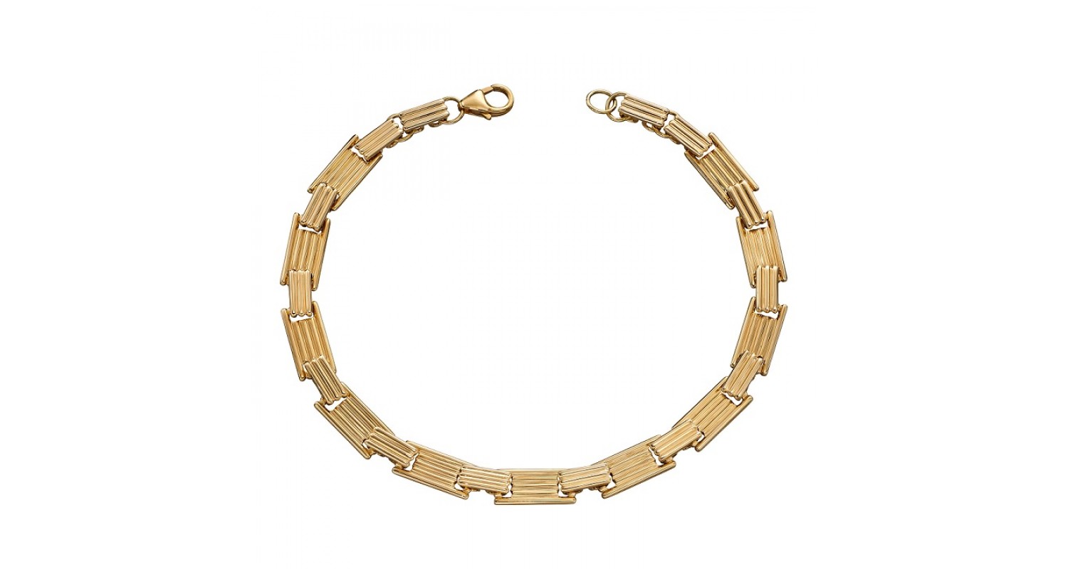 9ct Yellow Gold Long Bar Column Bracelet